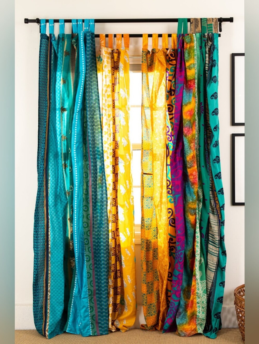 Set Of 6 Beautiful Upcycled Sari FabricCurtains by Mexicali Blues